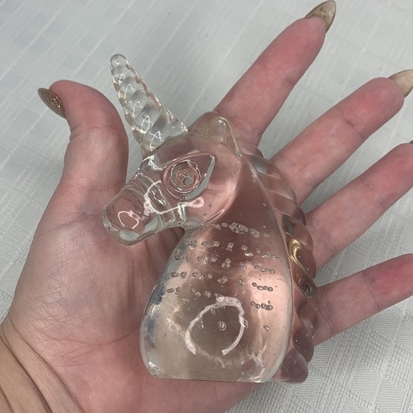 T GLASS UNICORN Heavy Duty Paper Weight W/ Controlled Bubbles - Picture 6 of 7